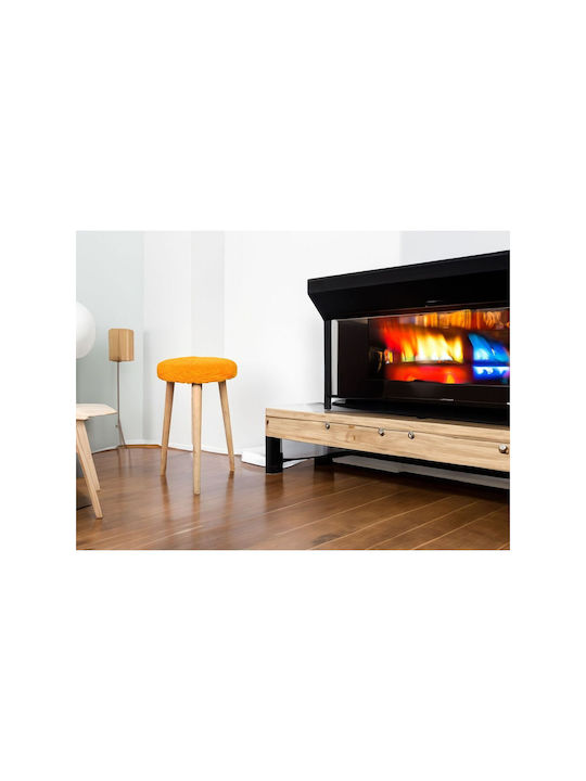 Living Room Wooden Orange Stool