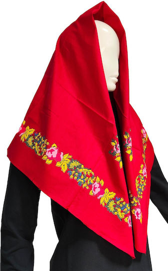 Cycladic Women's Large Traditional Costume Headscarf Mark203 Burgundy