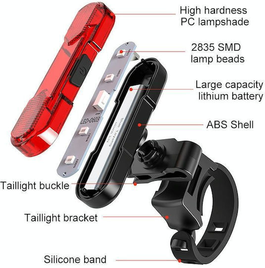 Led Rechargeable Rear Bicycle Light
