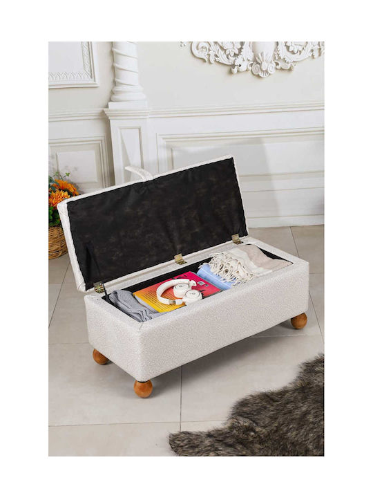 Living Room Stool With Storage Space Wooden Beige 90x40x40cm