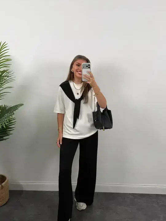Sweatpants Set Black-White
