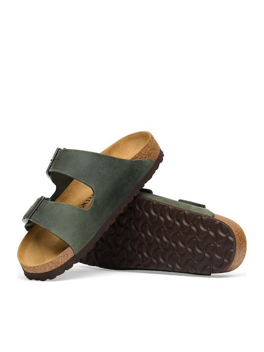 Leoi Leather Men's Sandals in Green Colour