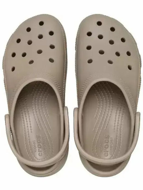 Crocs Classic Platform Clog Γυναικεία Ανατομικά Σαμπό Μπεζ