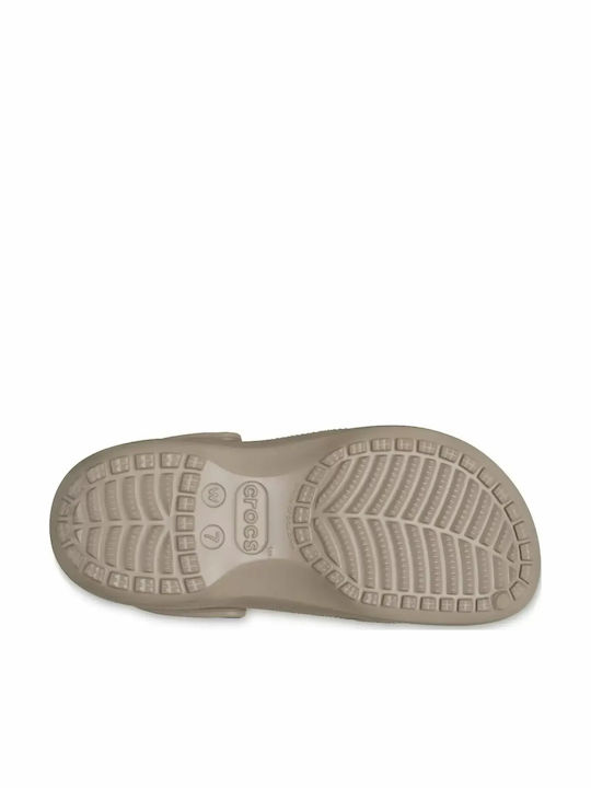 Crocs Classic Platform Clog Γυναικεία Ανατομικά Σαμπό Μπεζ