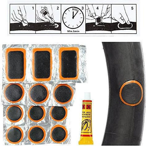 Kit De Reparare A Anvelopelor De Bicicletă Plasturi Adeziv Și Leviere 13 Bucăți