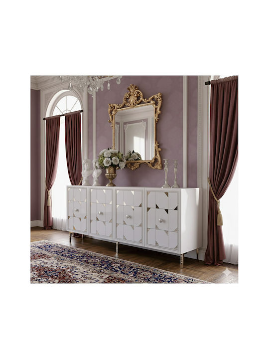 Sideboard mit Spiegel Weiß 180x32x75cm