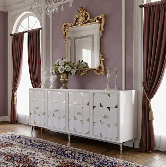Sideboard with Mirror White 180x32x75cm