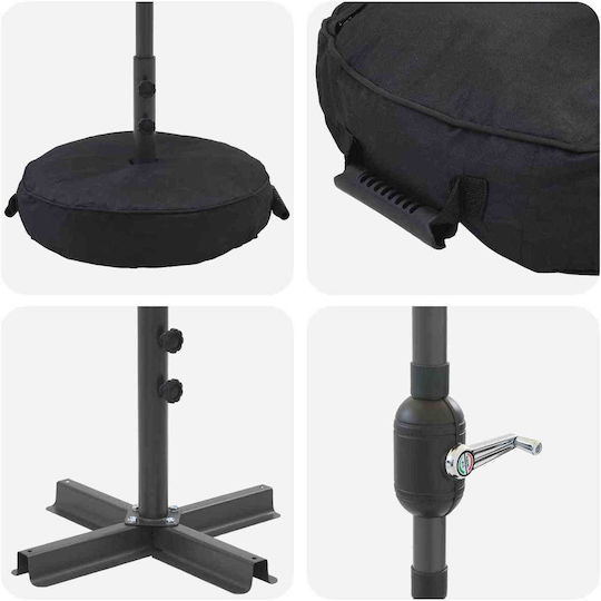 Round Aluminum Garden Parasol Black F2.3xY2.28m