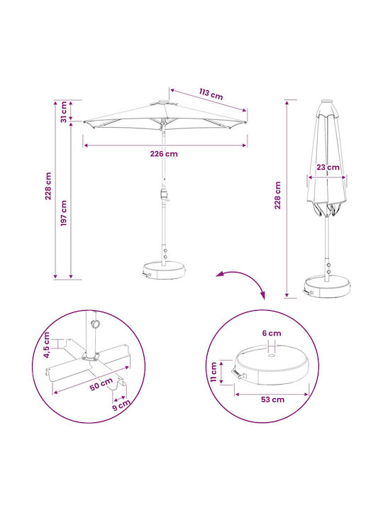 Umbrelă Rotundă Din Aluminiu Neagră Φ2.3m
