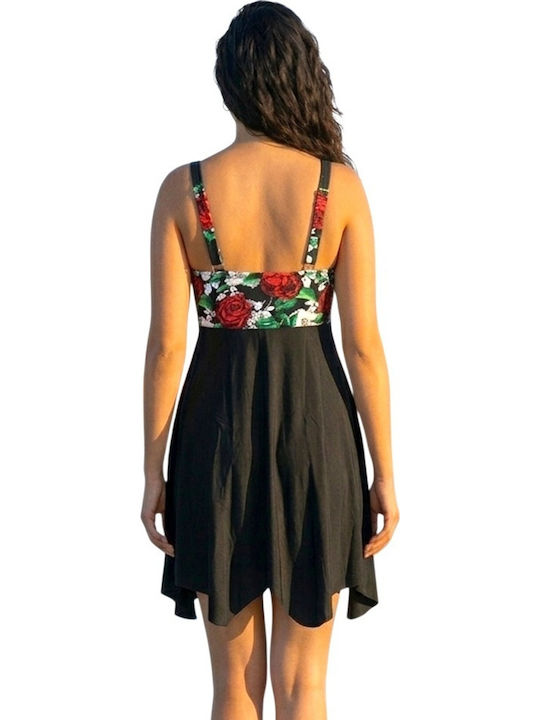 Women's Mini Beach Dress Red Roses