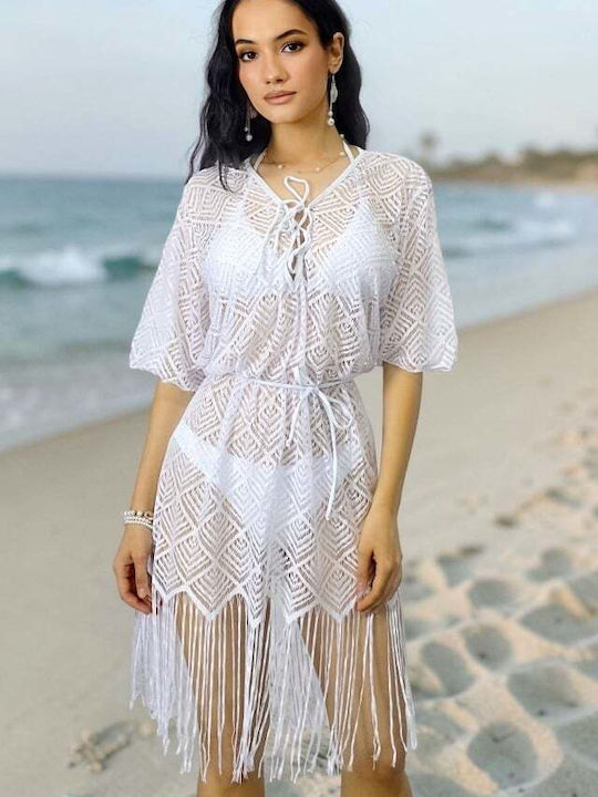 Γυναικείο Κοντό Φόρεμα Παραλίας White