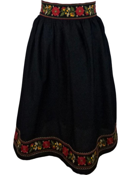 Fustă Floral Neagră/Verde