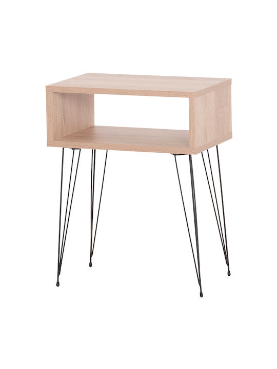 Κομοδίνο Todd Ξύλινο με Μεταλλικά Πόδια Μπεζ 46x30x59cm