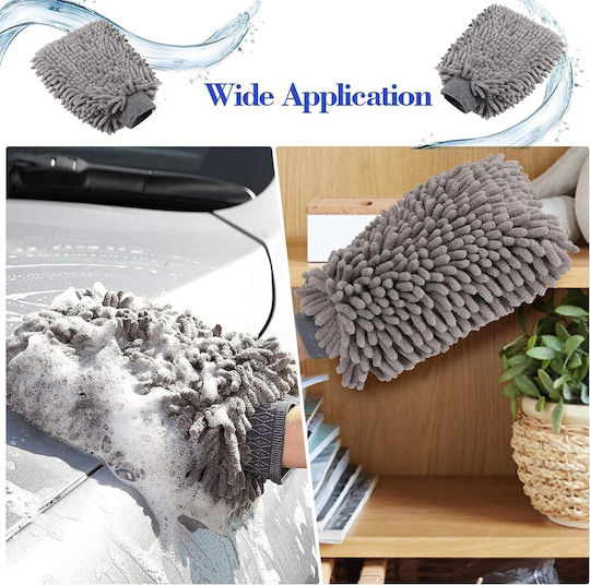 Car Wash Glove Made Microfiber Light Gray 20x25cm Er D L