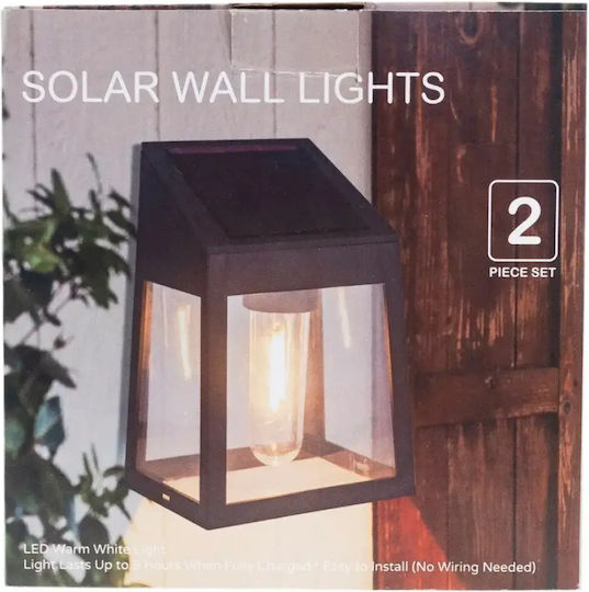 Set of 2 Wall Mounted Solar Lights with Warm White Light