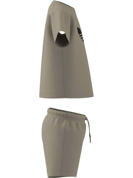 Kids Set with Shorts Summer 2 Pieces Stone Khaki Trefoil