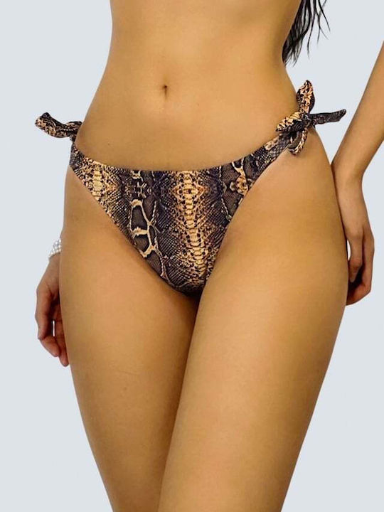 Bikini Brasil mit Schnürung Schlangenmuster