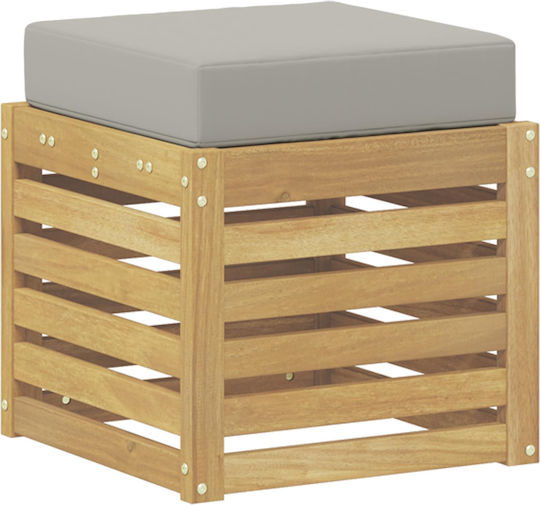Wooden Garden Stool with Cushion White 43x43x45cm
