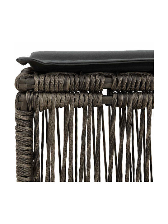 Garden Stool Cube for Outdoor Rattan with Grey Cushion