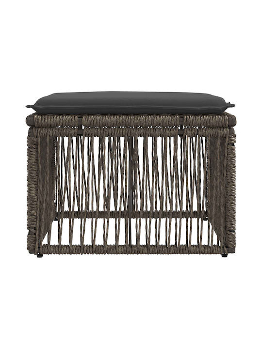 Garden Stool Cube for Outdoor Rattan with Grey Cushion