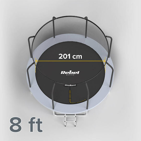 Rebel Outdoor Trampoline Diameter 244cm With Protective Net And Black Ladder