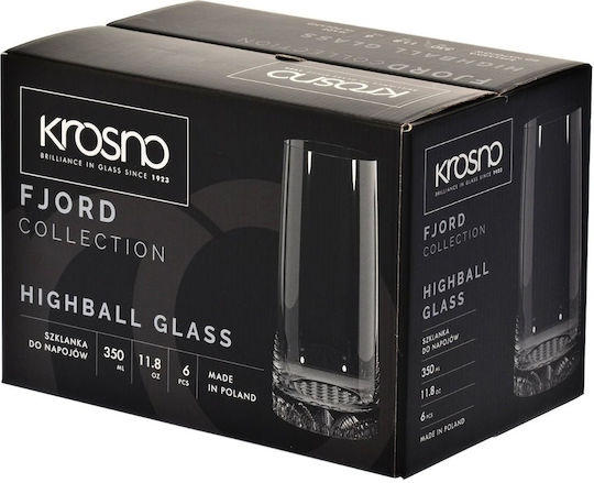 Krosno Set Glasses for Water Whiskey and Cocktail Crystal 350ml 6 Pieces