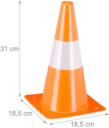 Set 12 Multifunctional Cones Reflectors Orange White 31x18.5x18.5 Cm