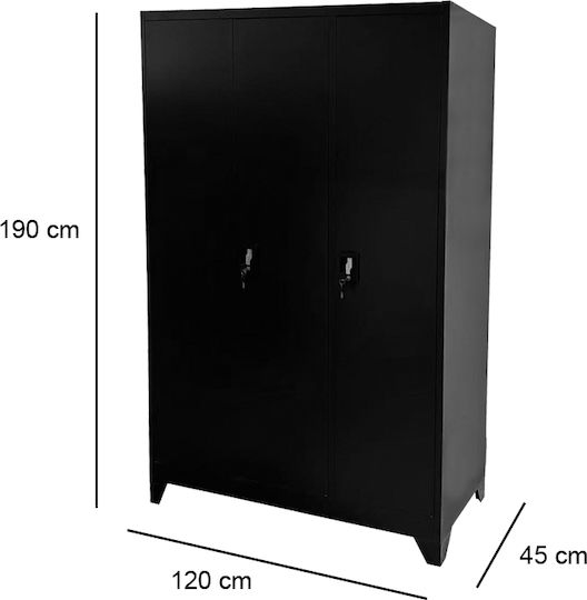 Τρίφυλλη Μεταλλική Γαλβανιζέ 120x45x190εκ. Μαύρο