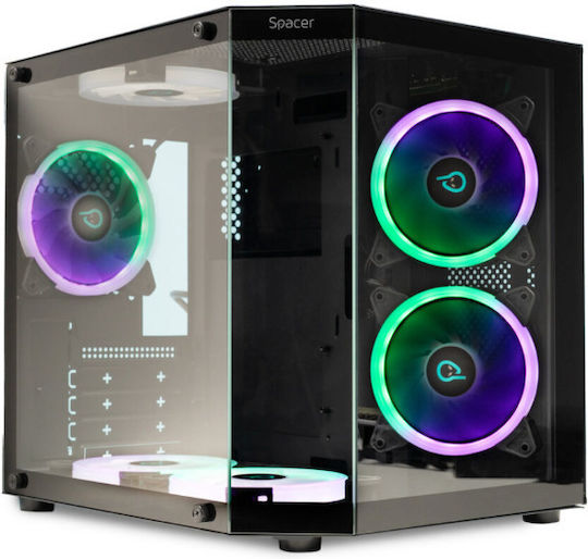 Spacer Aquarium Gaming Mini Tower Carcasă PC Cu Deschidere Laterală Neagră