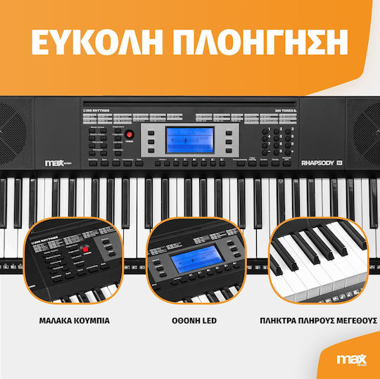 Max Tastatur Rhapsody61 mit 61 Dynamisch Tasten Schwarz