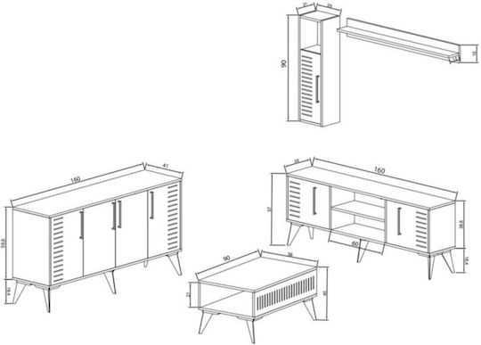SteweHome Studentenmöbel-Set STE-021321-P21321 3 Stück