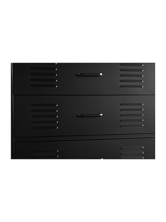 Kommode Metall Draw-80 Galvanisiert Schwarz 80x40x101,5cm 4 Metallische Schubladen