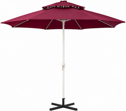 ForHome Folding Beach Umbrella Diameter 2.4m with UV Protection and Burgundy Air Duct