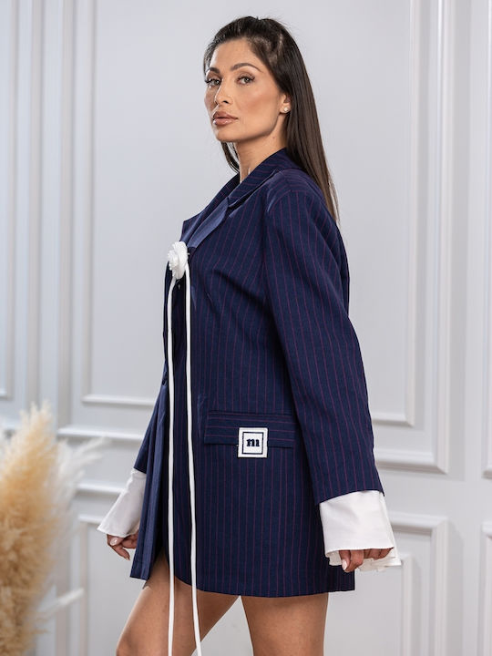 Pantaloni Dama Din Țesătură Albastru Marin