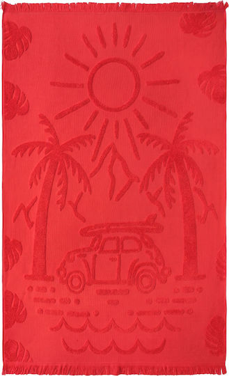SteweHome Cotton Red Beach Towel 100x150cm