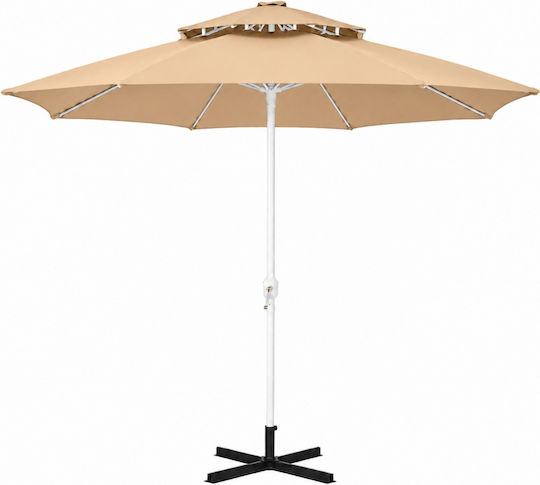 ForHome Folding Beach Umbrella Diameter 2m with UV Protection and Air Duct Beige