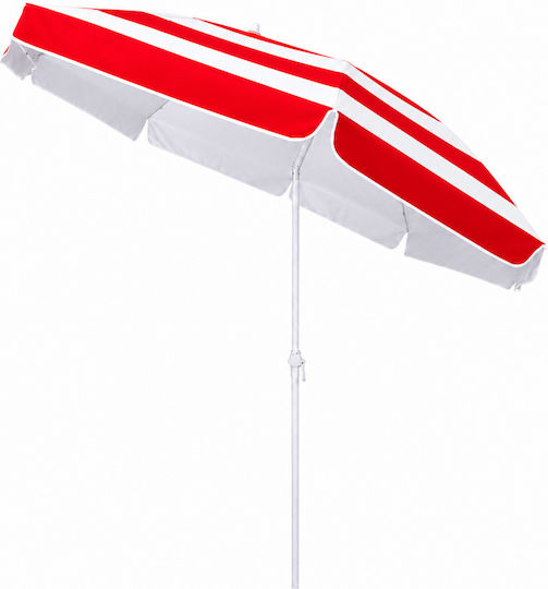ForHome Folding Beach Umbrella Diameter 2.4m with UV Protection Red