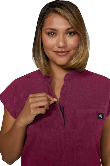KOI USA Female Medical Blouse Burgundy