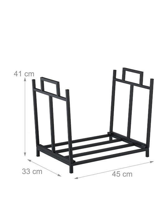 Relaxdays Coș Metalic De Depozitare Lemne 41x33x45cm Negru