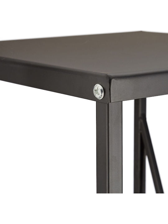 Relaxdays Raft Inox De Depozitare Lemne 111.5x34x34cm Negru