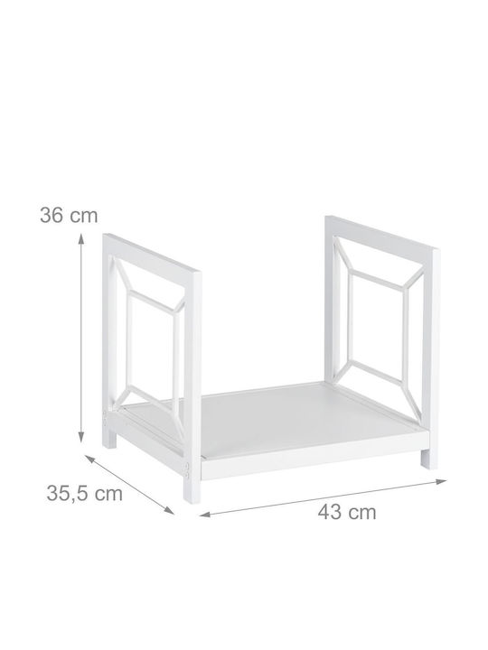 Relaxdays Coș Din Lemn Pentru Depozitare Lemne 36x35,5x43cm Alb