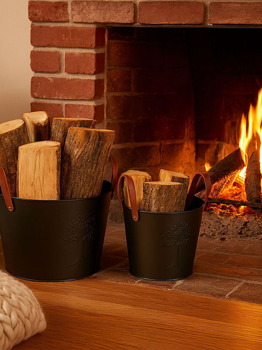 Relaxdays Metallic Firewood Storage Basket 35x45x45cm