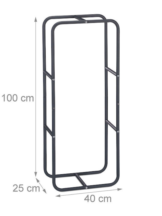 Relaxdays Raft Metalic De Depozitare Lemne 100x40x25cm Gri