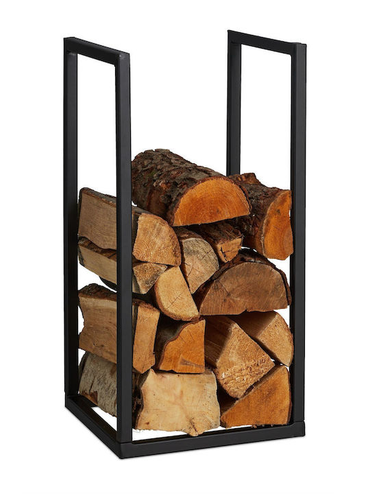 Relaxdays Μεταλλικό Καλάθι Αποθήκευσης Ξύλων 60x30x30cm Μαύρο