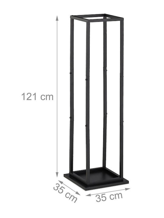 Relaxdays Raft Metalic De Depozitare Lemne 121x35x35cm Negru
