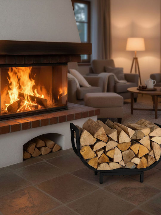 Relaxdays Coș Din Lemn Pentru Depozitare Lemne 35x21x65cm Negru