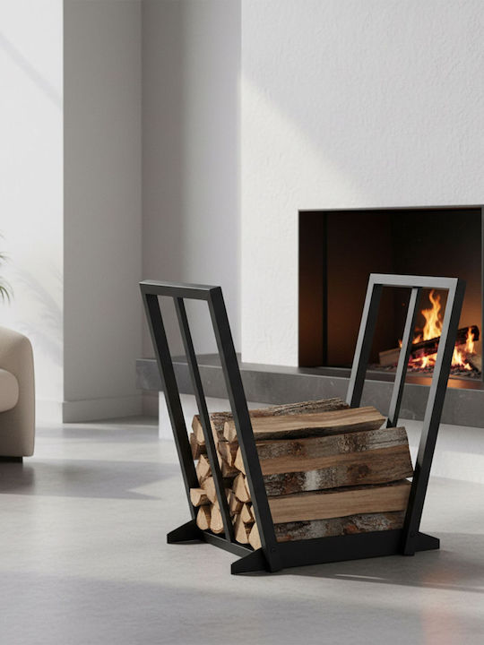 Relaxdays Coș Metalic De Depozitare Lemne 55.5x35x62cm Negru