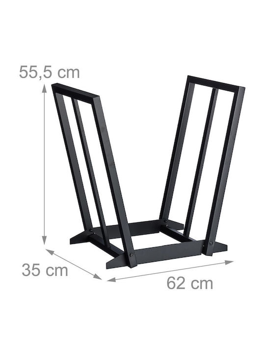 Relaxdays Coș Metalic De Depozitare Lemne 55.5x35x62cm Negru