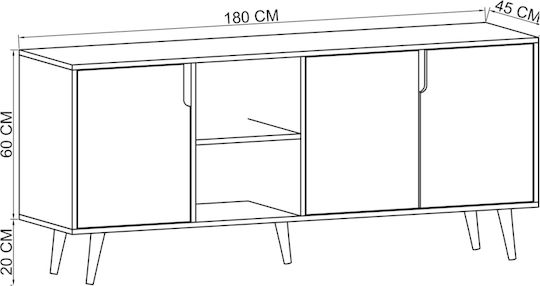 SteweHome Sideboard Holz 180x45x80cm Mehrfarbig