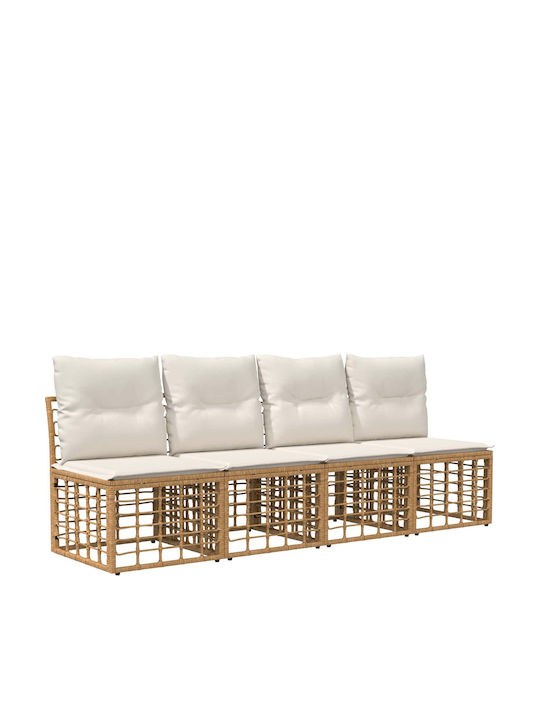 Garten- und Outdoor-Möbelsets Typsatz Wohnbereich 9 Stück Natur und Creme Weiß mit Kissen
